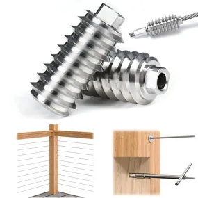 Safespan 40Pack 1/8" Invisible Cable Railing Kit Swage Lag Screw Cable Genie Tensioner T316 Stainless Steel for 4x4 6x6 8x8 Wood Posts Deck Stairs CR73, CV1 CG1