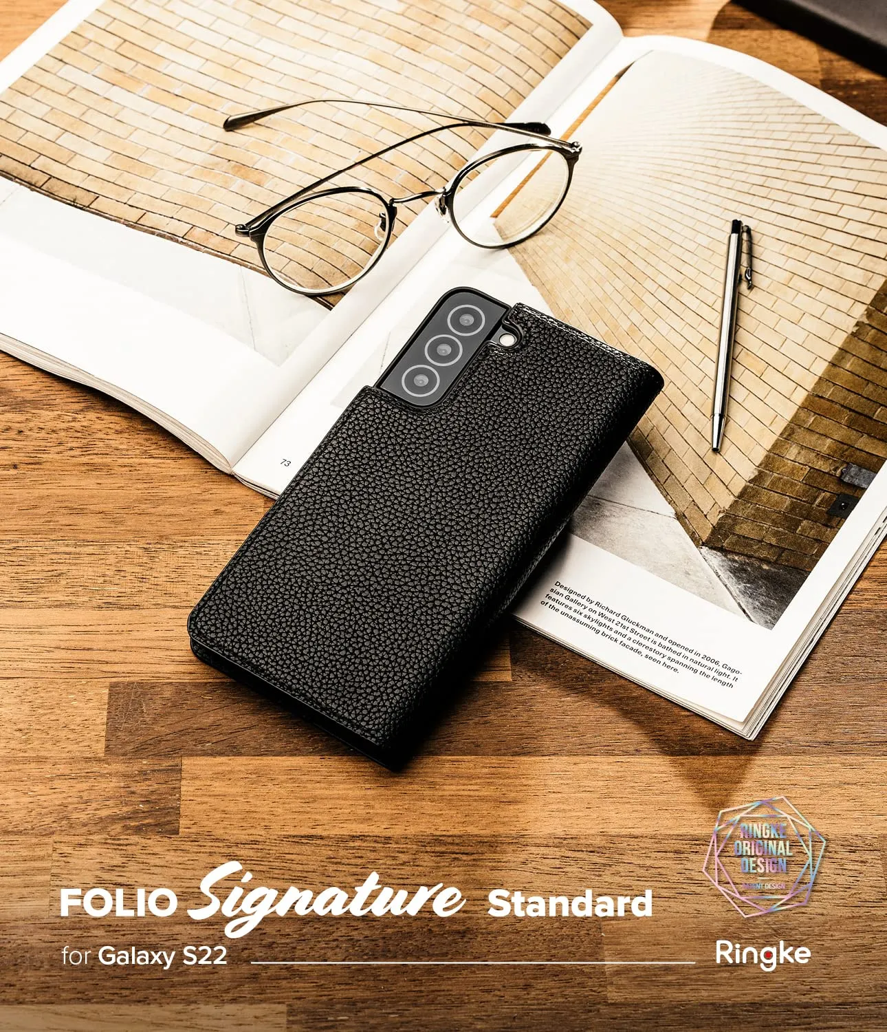 Samsung Galaxy S22 BacK Cover Case | Folio Signature Standard - Black