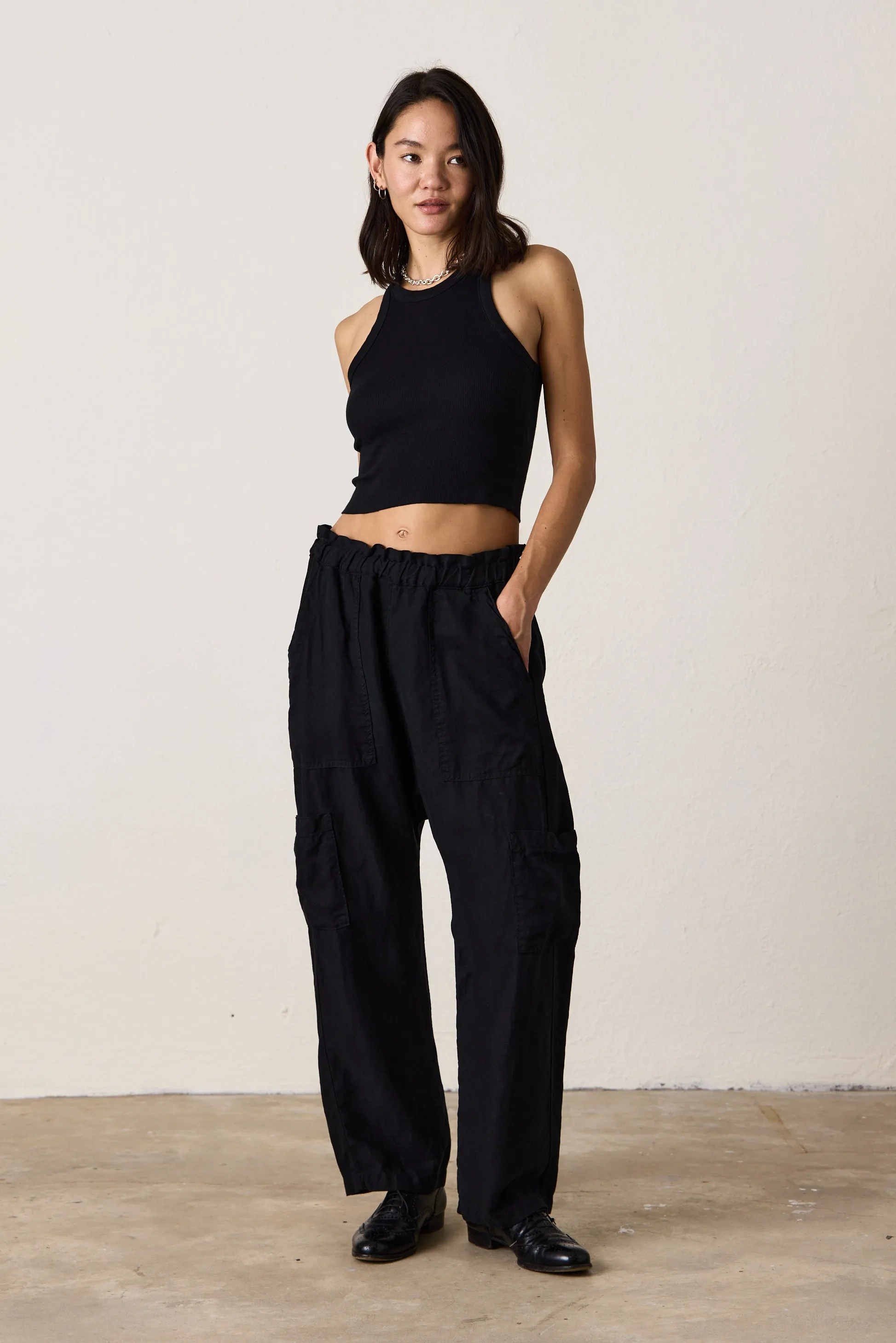 SHAILEY PAPERBAG WAIST PANT / BLACK