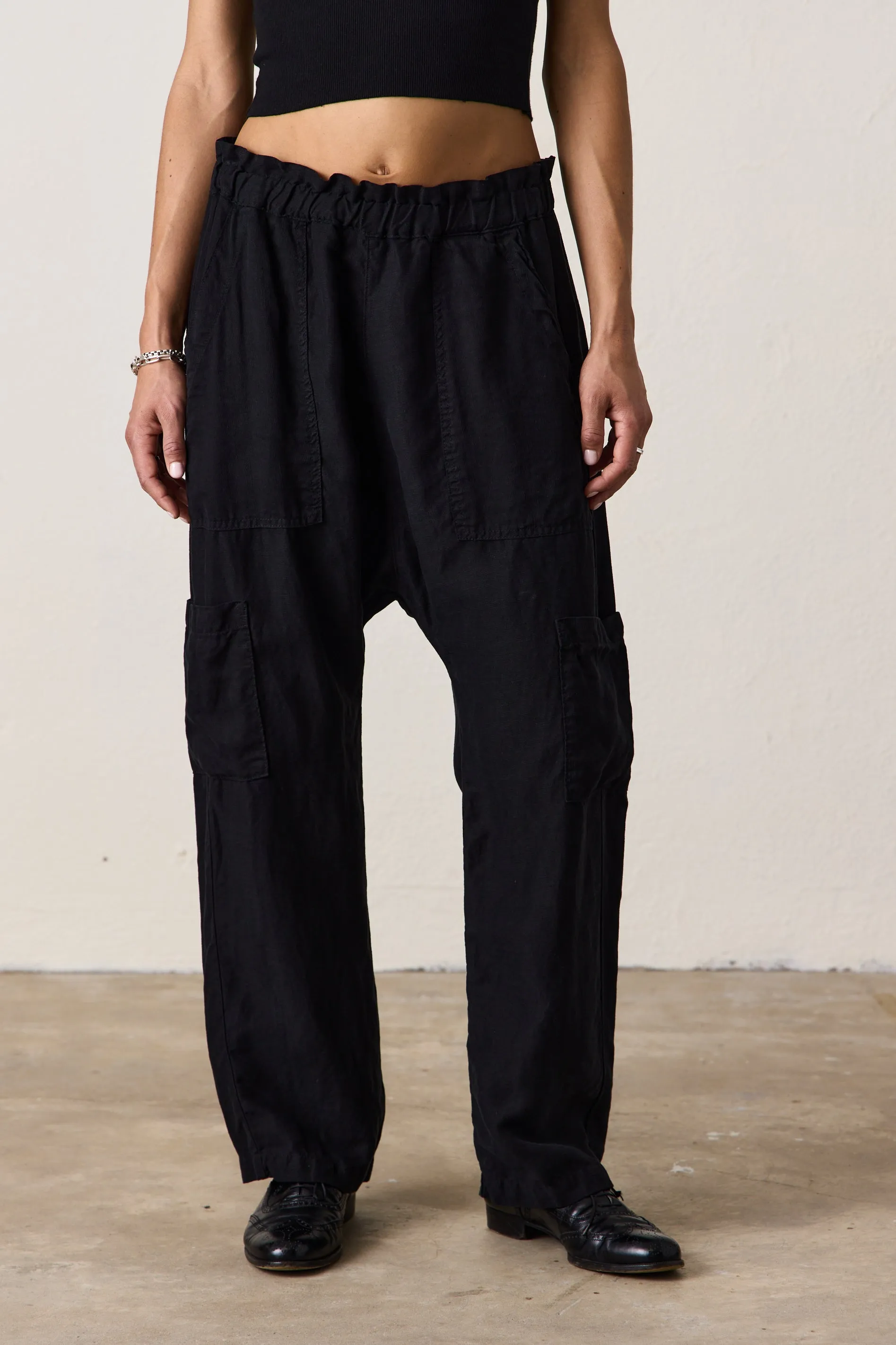 SHAILEY PAPERBAG WAIST PANT / BLACK
