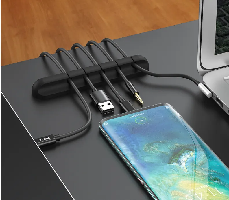 Silicone Adhesive Desktop Wire Organizer Charging Cord Cable Clamp Winder