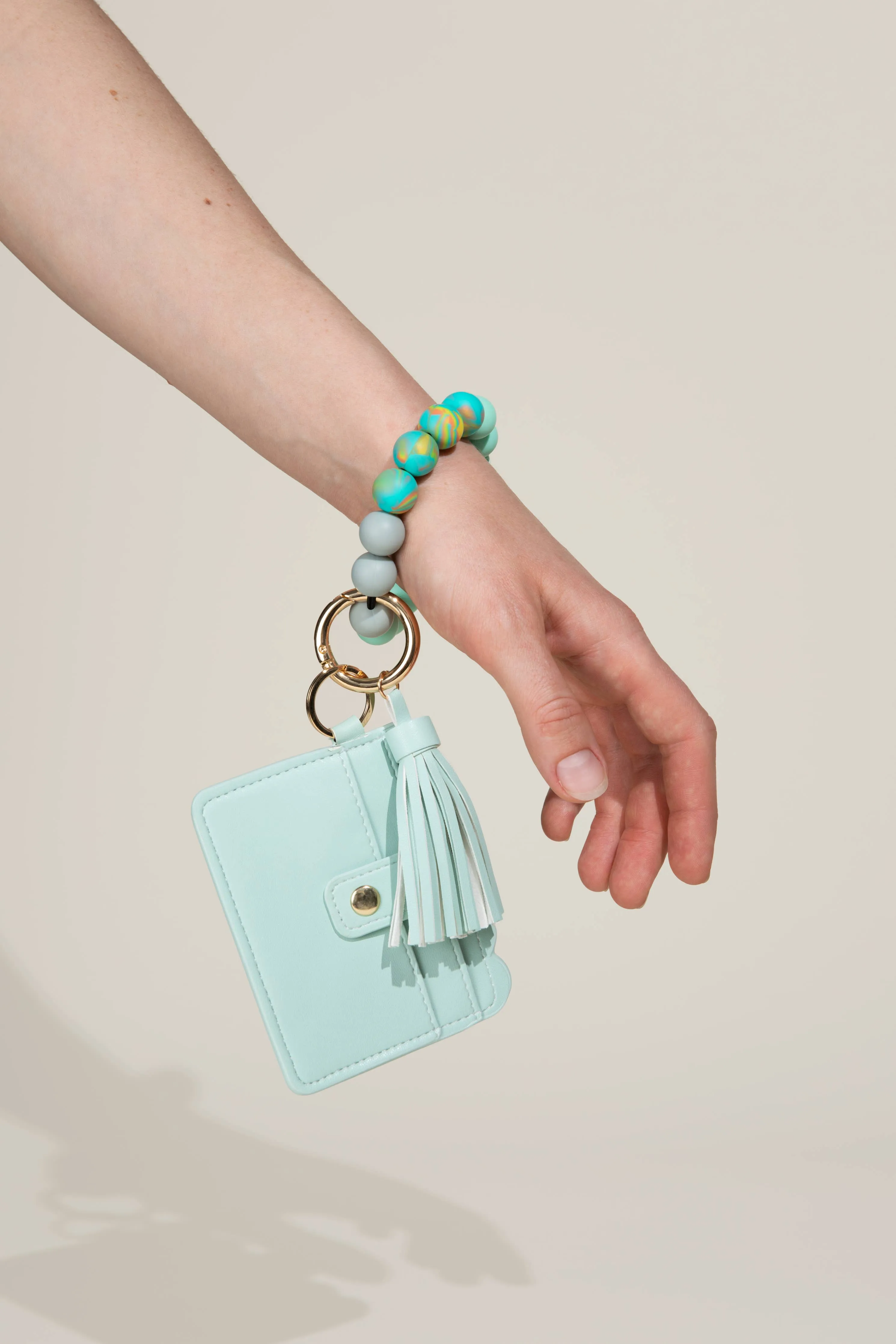 Silicone Bead Bangle - Cute Wallet Keychain Bracelet (Tara)