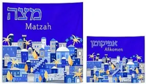 Silk Screened Matzah and Afikomen Set - Jerusalem