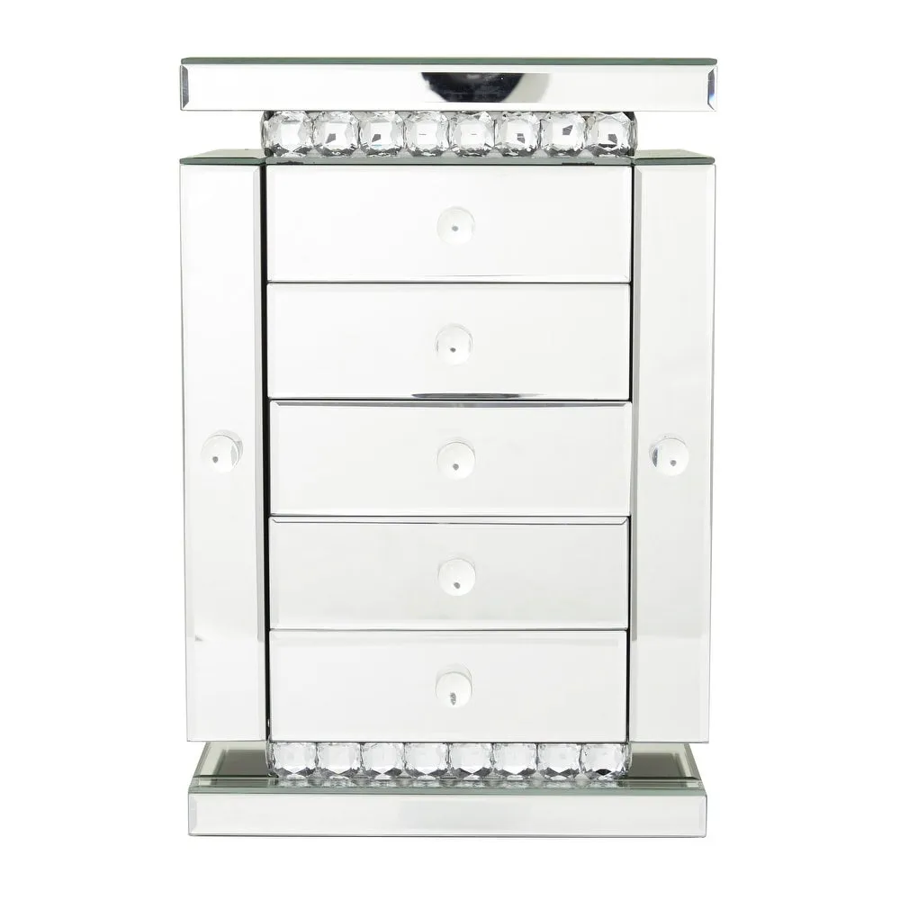 Silver Wood Glam Jewelry Box - Home Decor