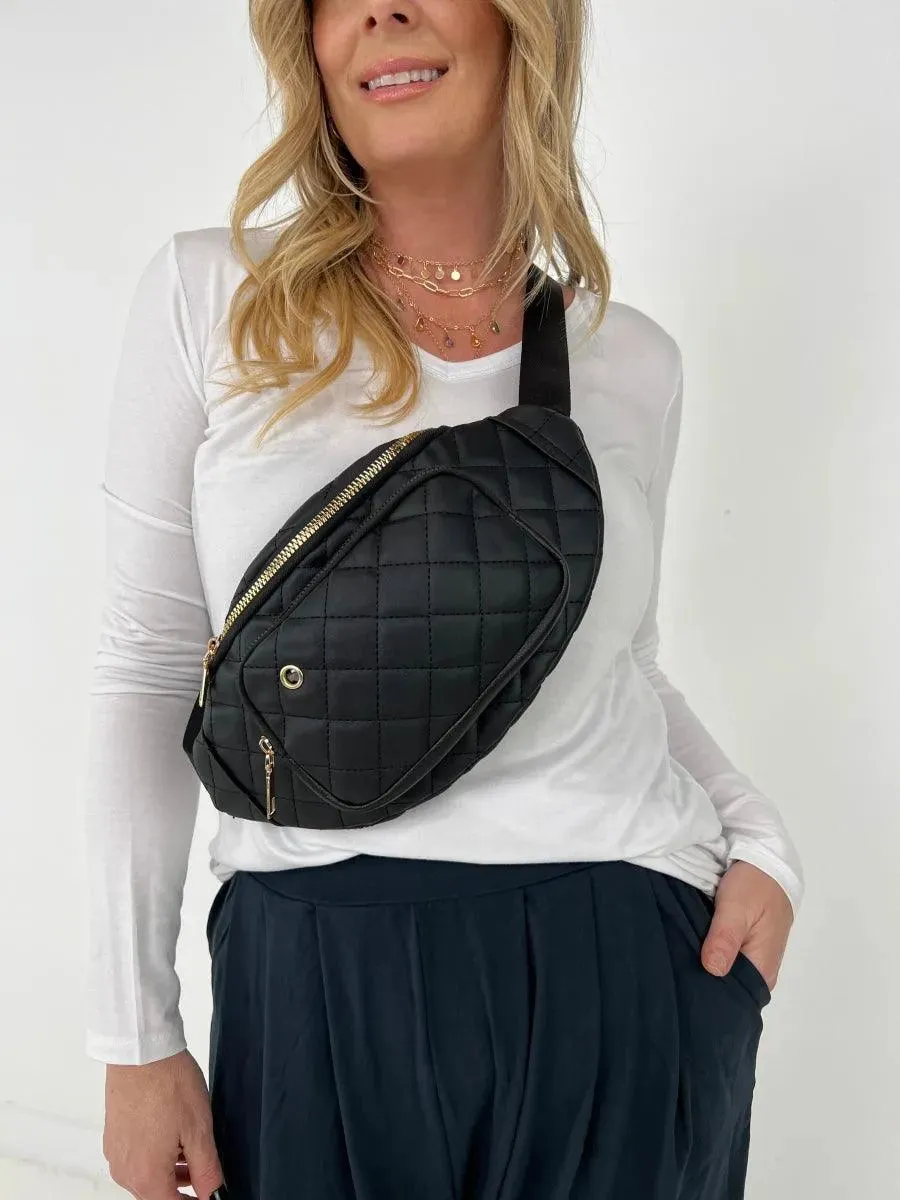 Simple Rhombus Pattern Crossbody Waist Bag