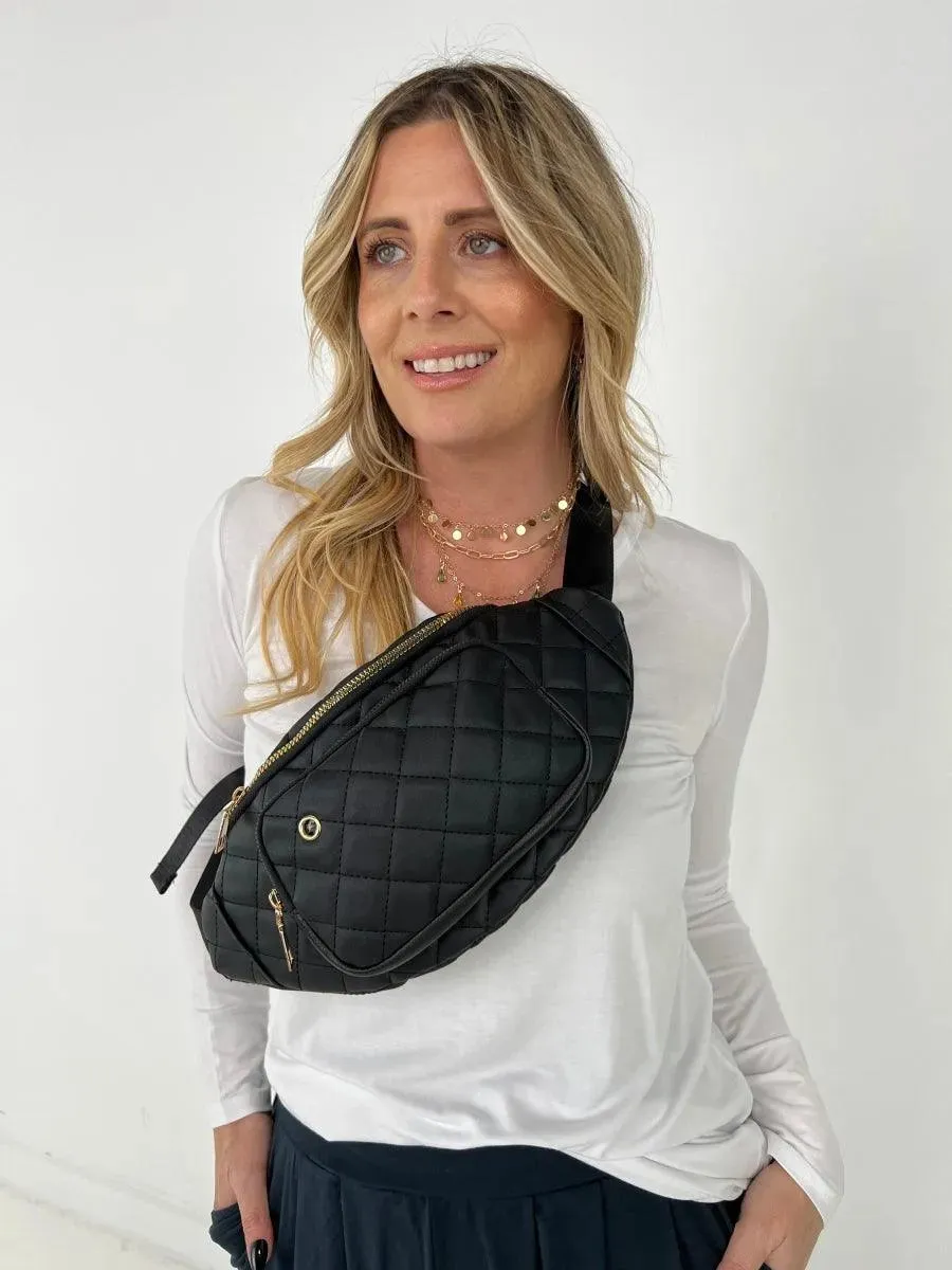 Simple Rhombus Pattern Crossbody Waist Bag