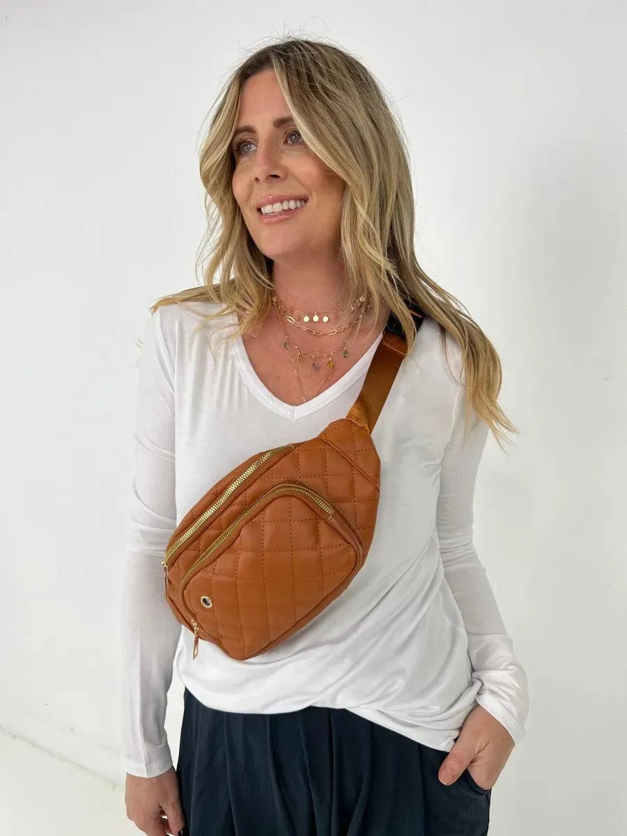 Simple Rhombus Pattern Crossbody Waist Bag