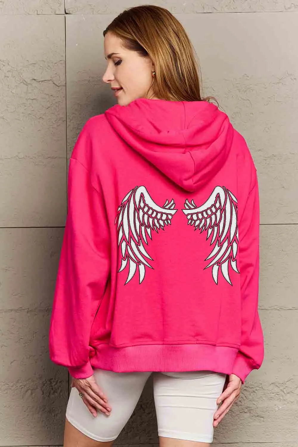Simply Love Full Size Angel Wings Graphic Hoodie