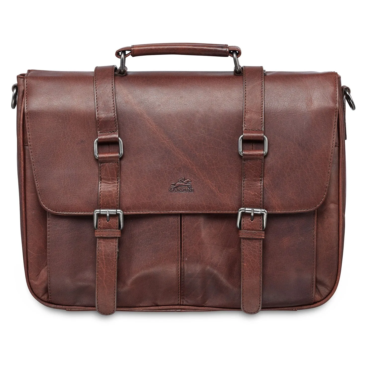 Single Compartment Briefcase for 15" Laptop with RFID Secure Pocket, 15.25" x 4" x 11.5", Brown