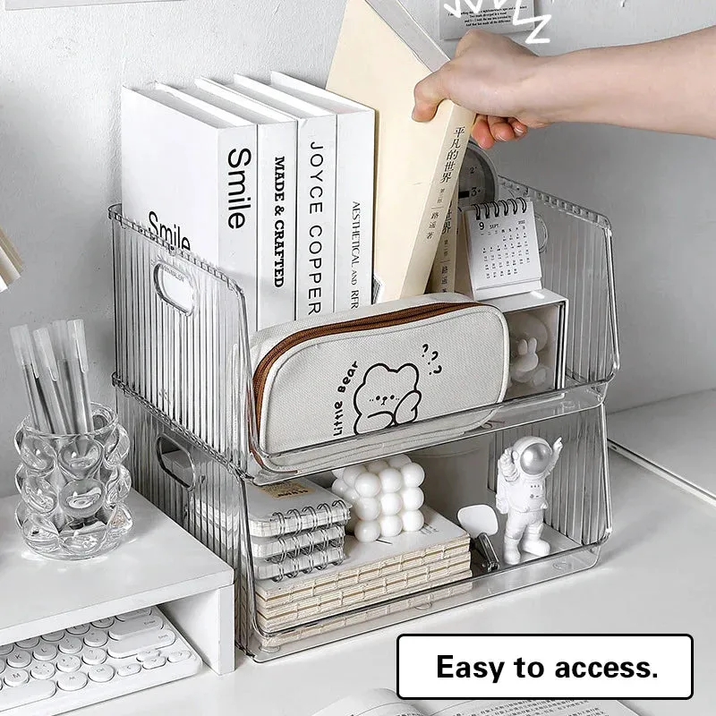 SINOTAO  -  Clear Desktop Cosmetics Storage Box Bedroom Skincare Lipstick Shelf Office Bookshelf Documents Stationery Sundries Organizer