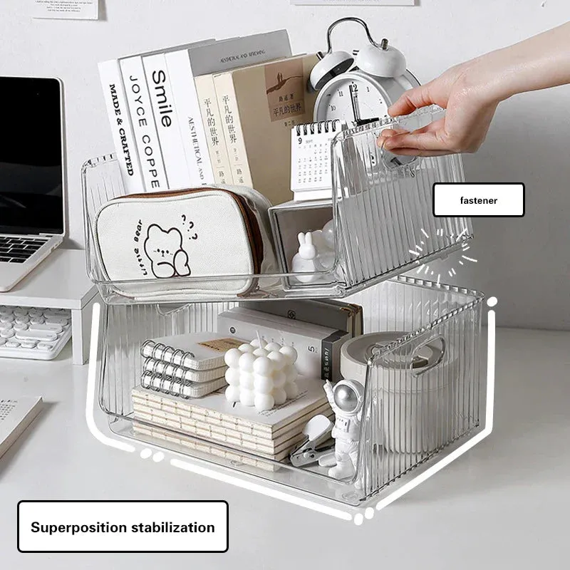 SINOTAO  -  Clear Desktop Cosmetics Storage Box Bedroom Skincare Lipstick Shelf Office Bookshelf Documents Stationery Sundries Organizer
