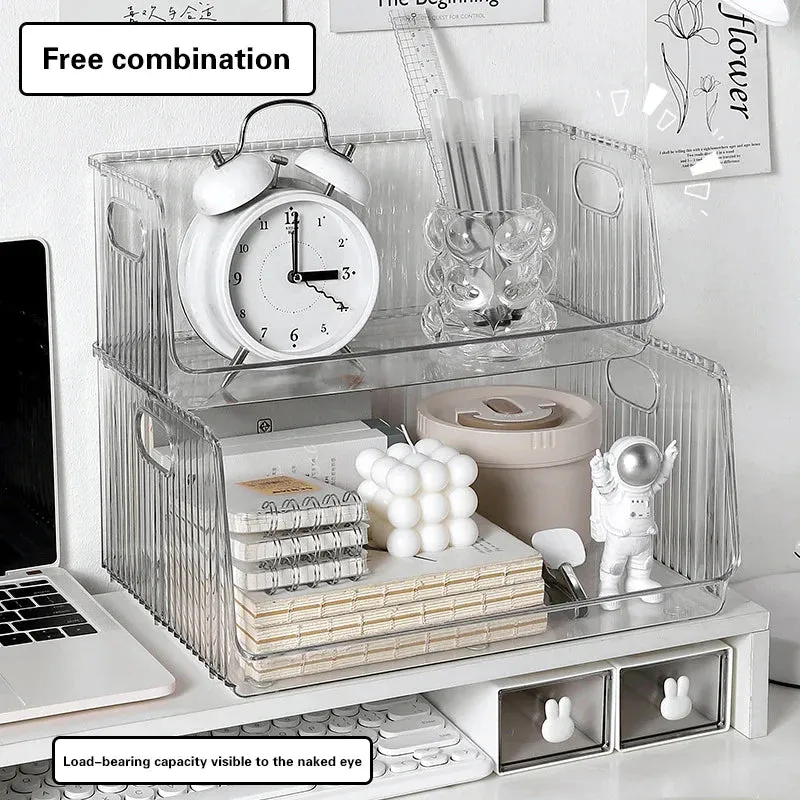 SINOTAO  -  Clear Desktop Cosmetics Storage Box Bedroom Skincare Lipstick Shelf Office Bookshelf Documents Stationery Sundries Organizer