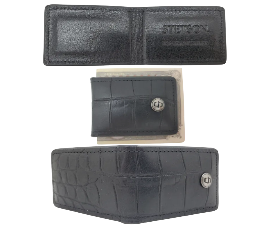 Stetson Croc Print Magnetic Money Clip