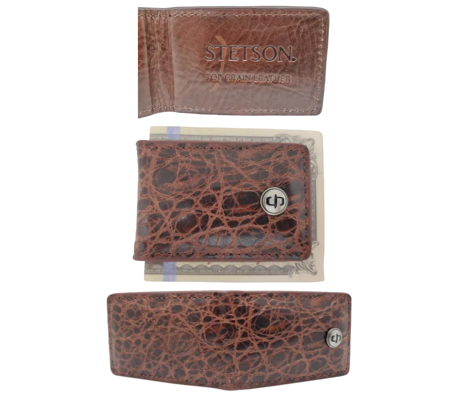 Stetson Croc Print Magnetic Money Clip