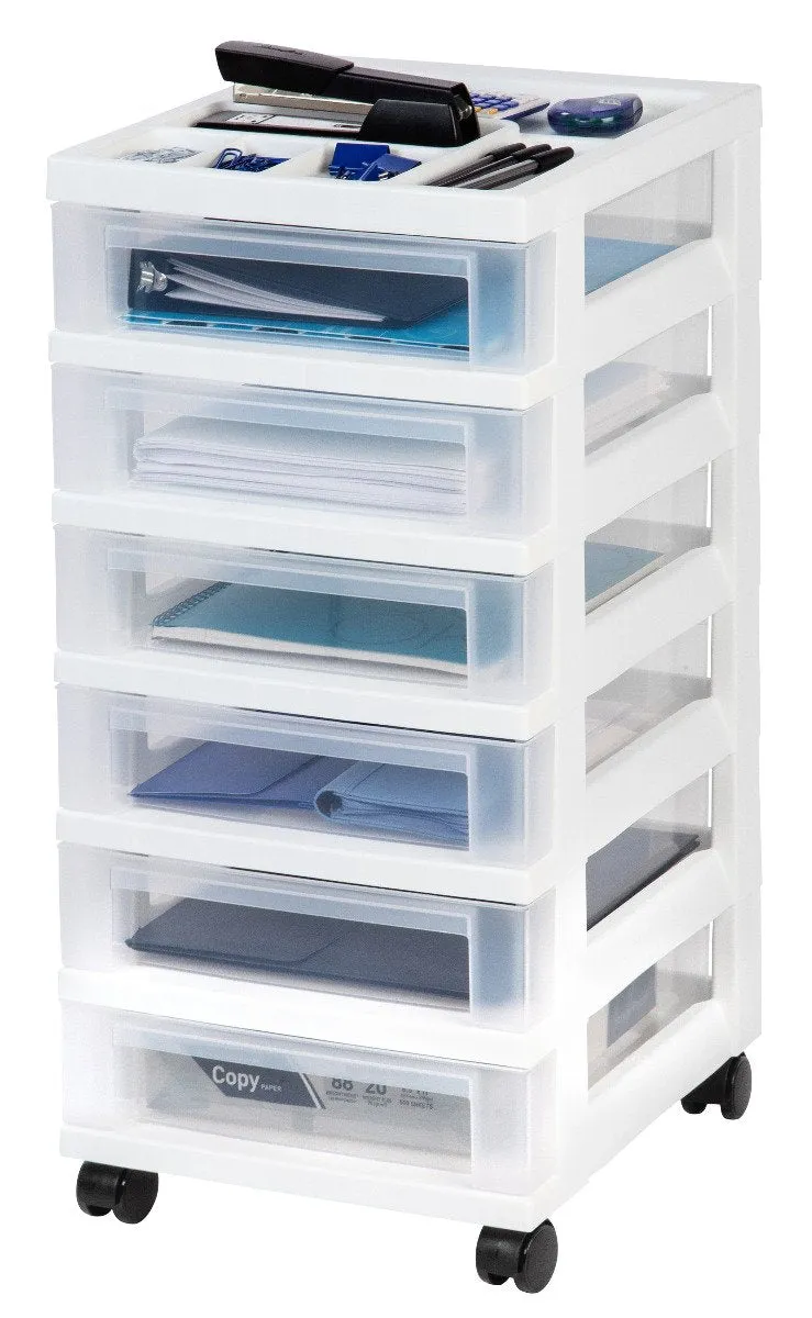 Storage Cart with Organizer Top - 6 Drawer