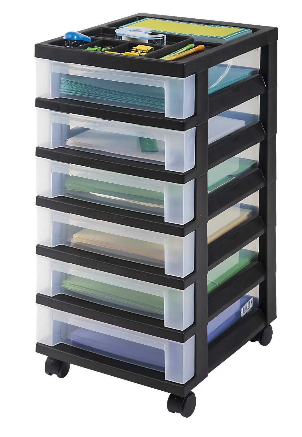 Storage Cart with Organizer Top - 6 Drawer
