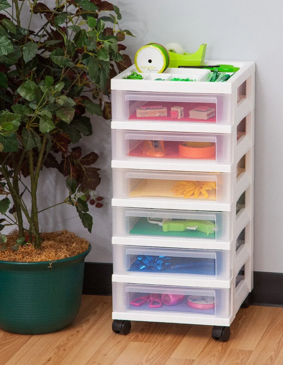 Storage Cart with Organizer Top - 6 Drawer