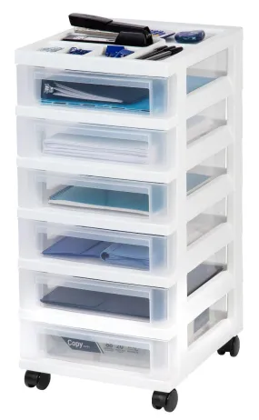 Storage Cart with Organizer Top - 6 Drawer