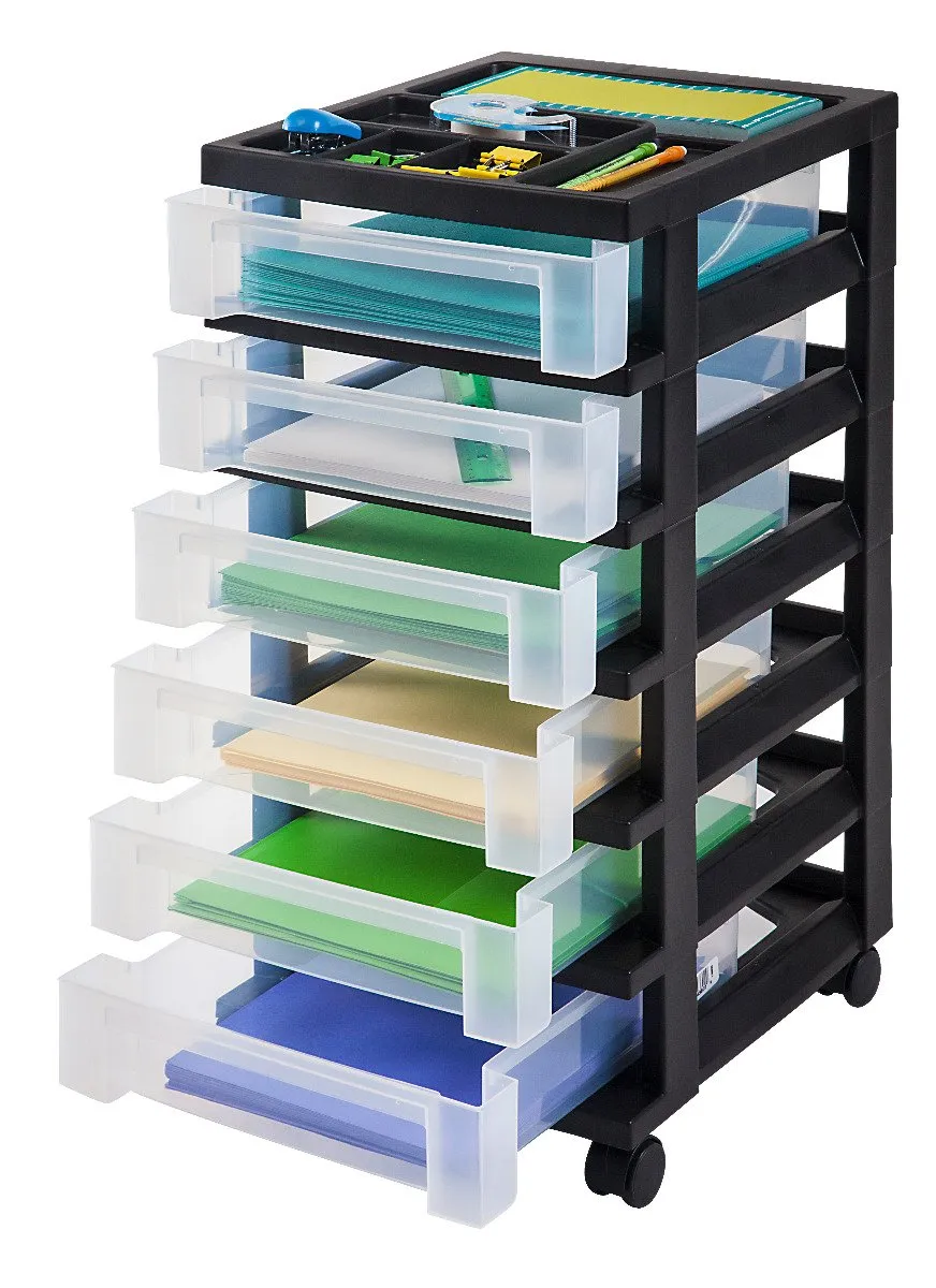 Storage Cart with Organizer Top - 6 Drawer