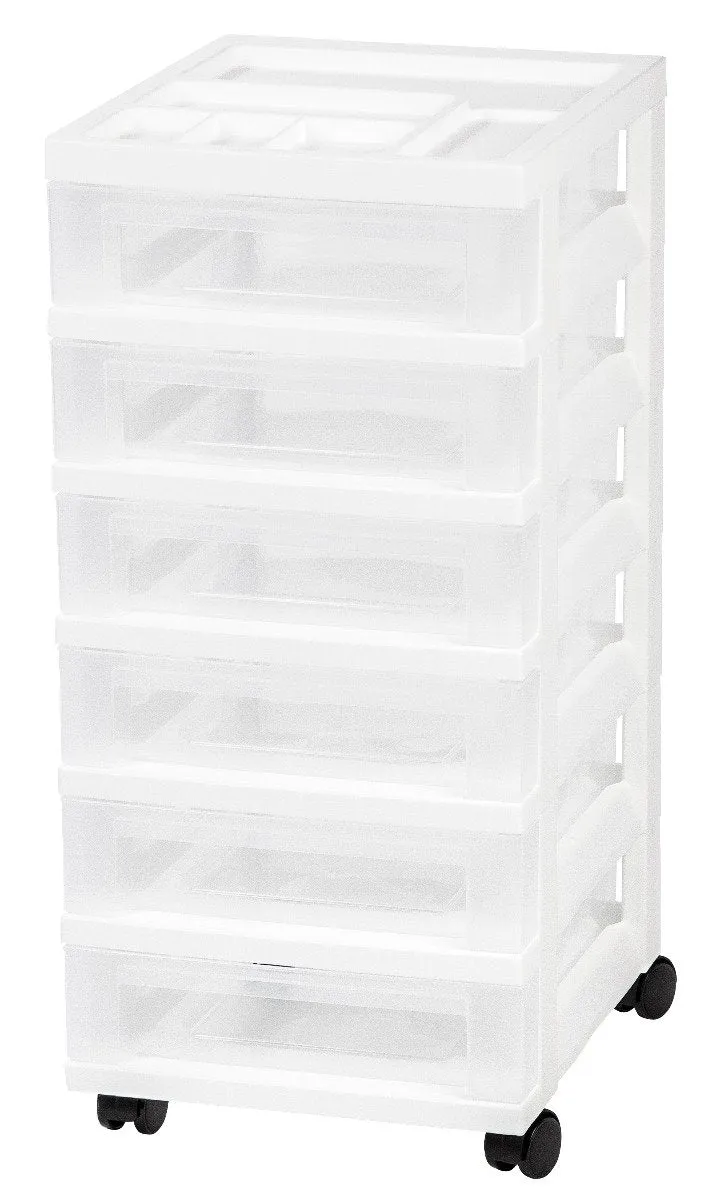 Storage Cart with Organizer Top - 6 Drawer
