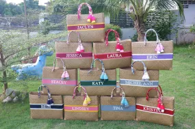 straw beach tote Team bride gift bags Personalized beach bag