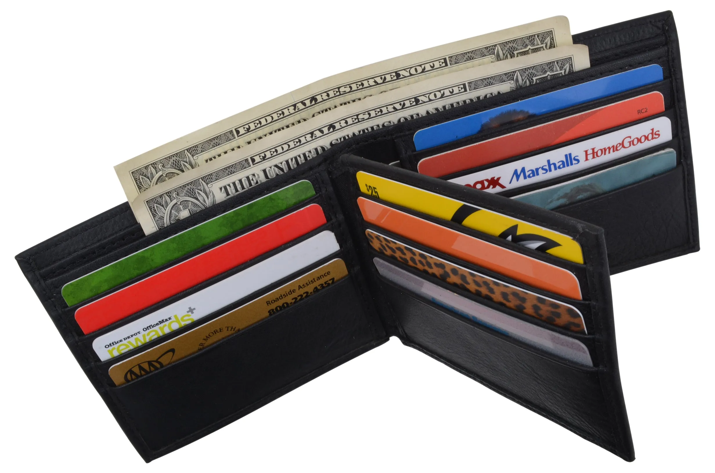 Swiss Marshall RFID Blocking Premium Leather Bifold Center Flap Card ID Wallet Gift Box