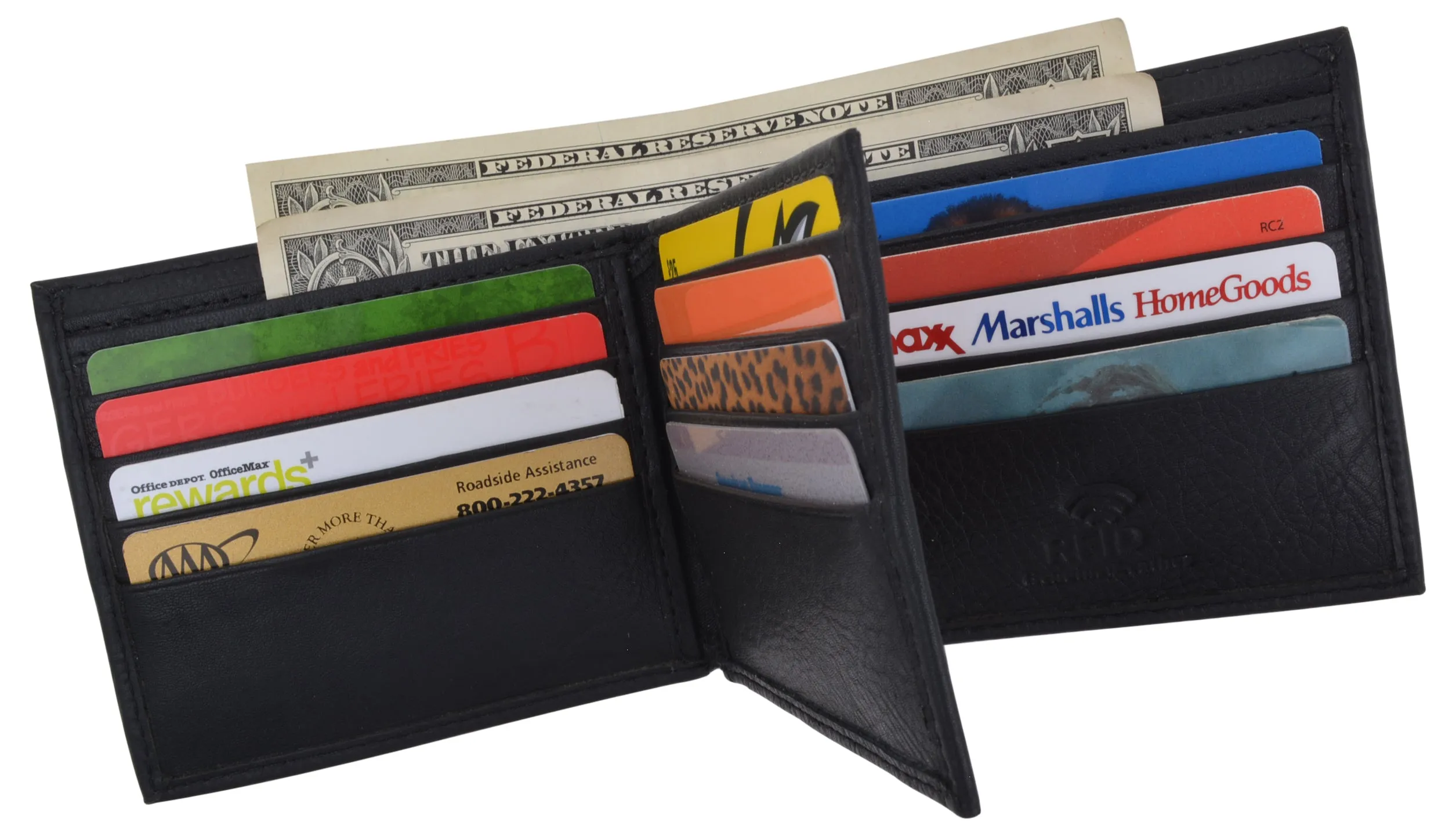 Swiss Marshall RFID Blocking Premium Leather Bifold Center Flap Card ID Wallet Gift Box