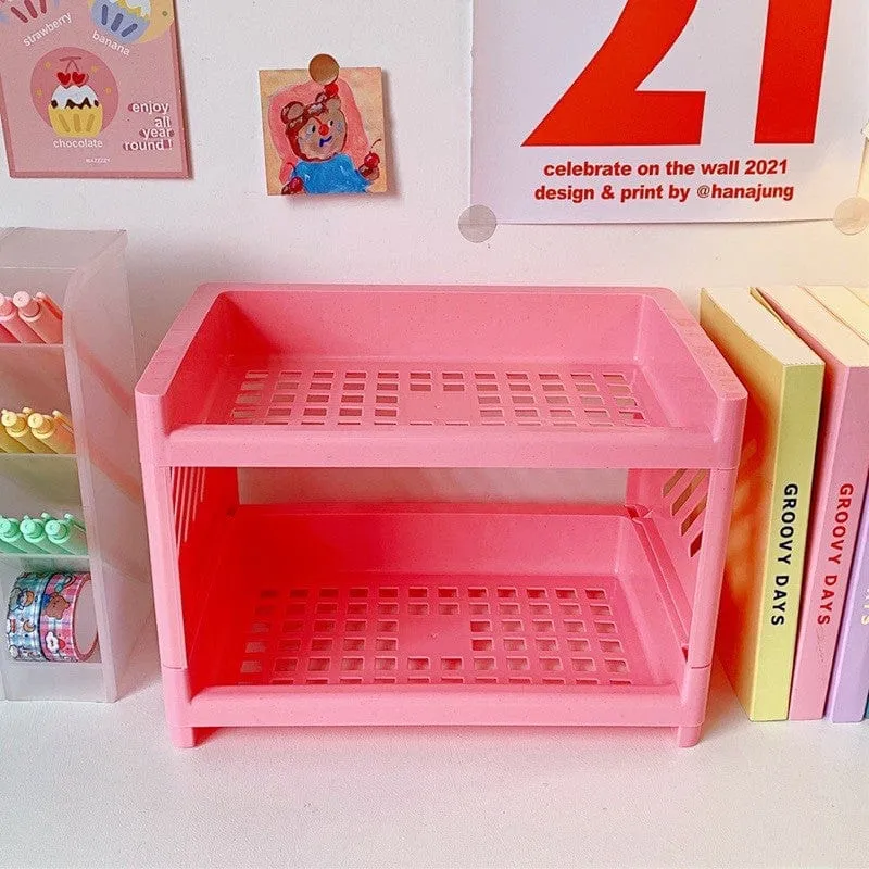 Table & Desktop double-layer stationery storage rack