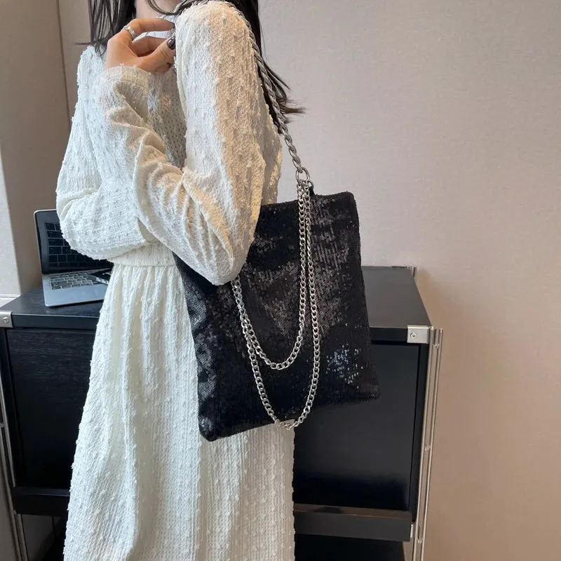 TAVIMART  -  Big Sequin Underarm Bags for Women Luxury Designer Korean Fashion Party Handbags Trend Shoulder Bag