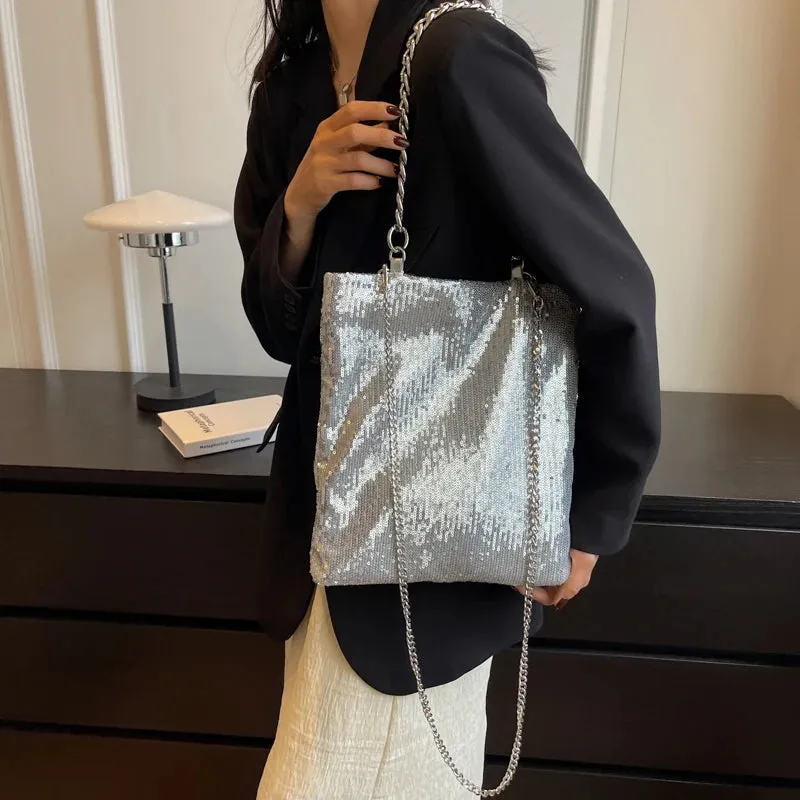 TAVIMART  -  Big Sequin Underarm Bags for Women Luxury Designer Korean Fashion Party Handbags Trend Shoulder Bag
