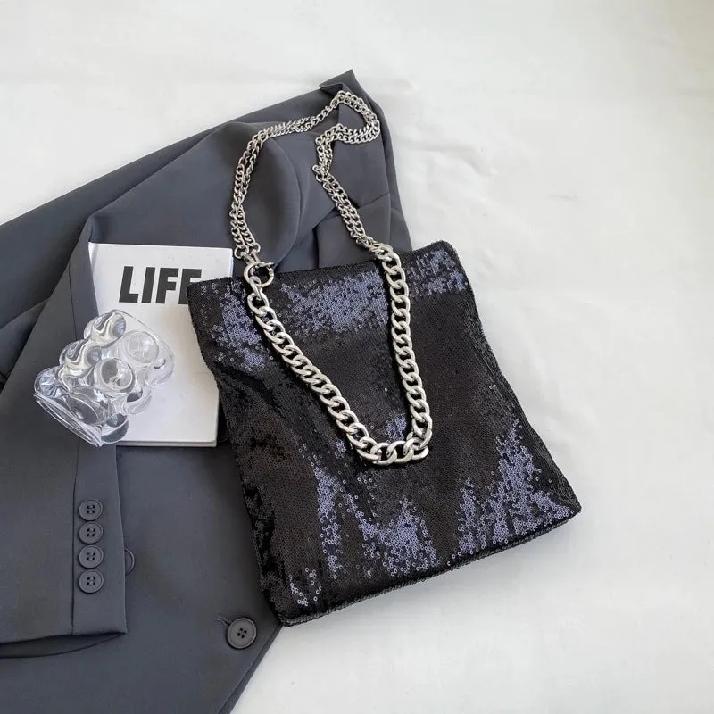 TAVIMART  -  Big Sequin Underarm Bags for Women Luxury Designer Korean Fashion Party Handbags Trend Shoulder Bag