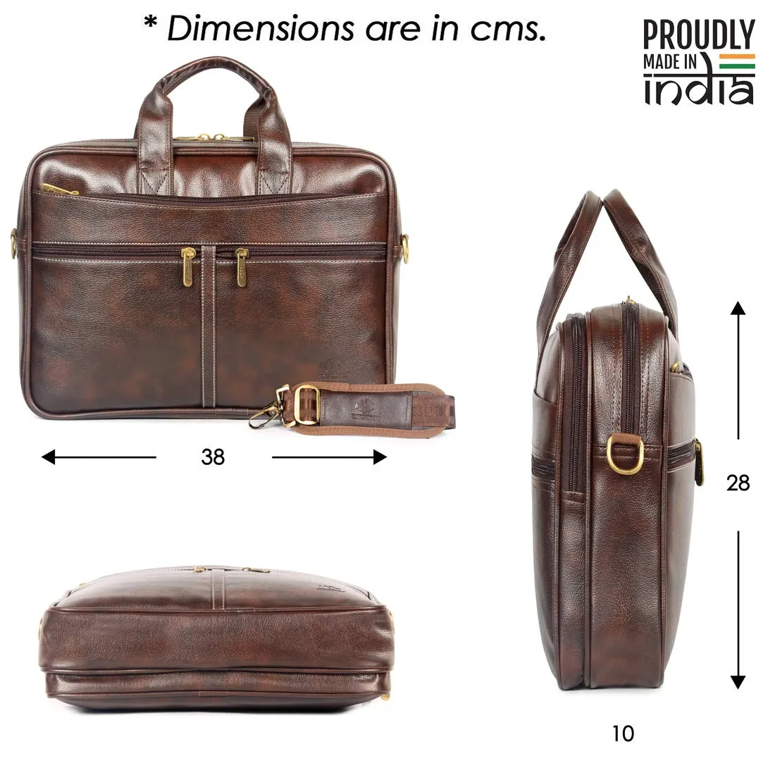 THE CLOWNFISH Unisex-Adult Faux Leather 15.6 Inch Laptop Messenger And Sling Bag Laptop Briefcase (Dark Brown)