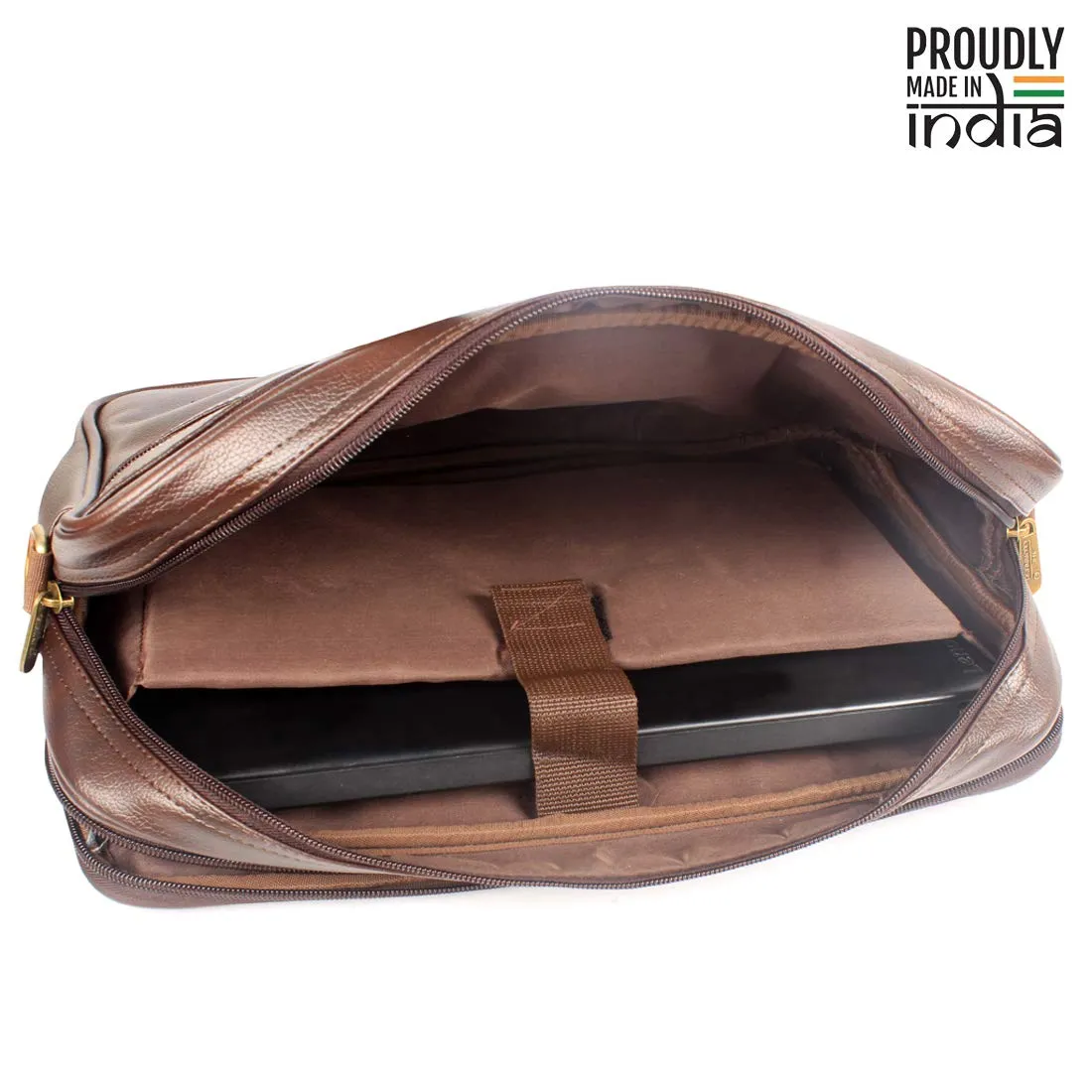 THE CLOWNFISH Unisex-Adult Faux Leather 15.6 Inch Laptop Messenger And Sling Bag Laptop Briefcase (Dark Brown)