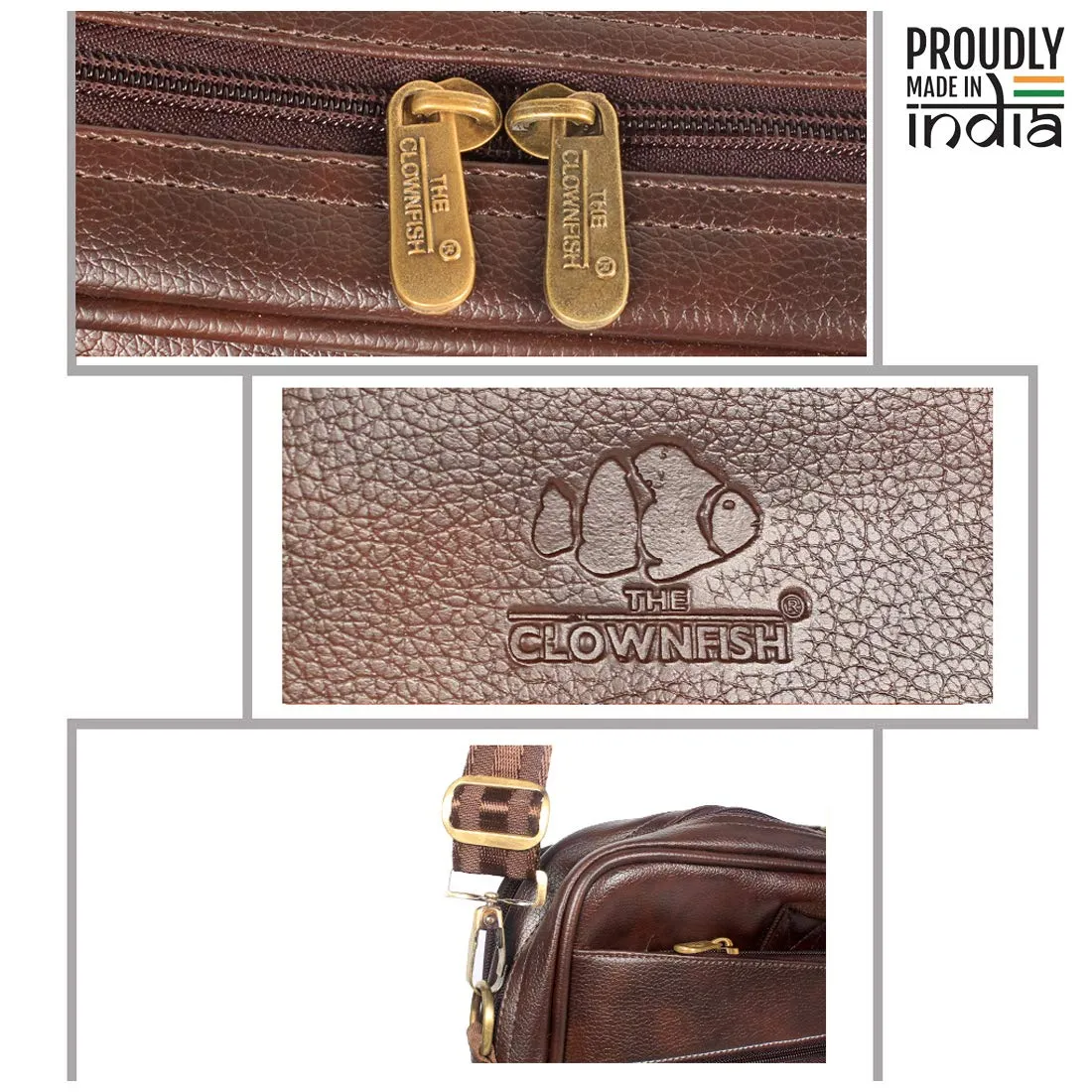 THE CLOWNFISH Unisex-Adult Faux Leather 15.6 Inch Laptop Messenger And Sling Bag Laptop Briefcase (Dark Brown)