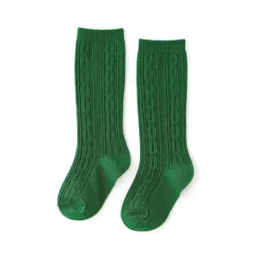 The Little Stocking Co - Cable Knit Tights - Eden Green