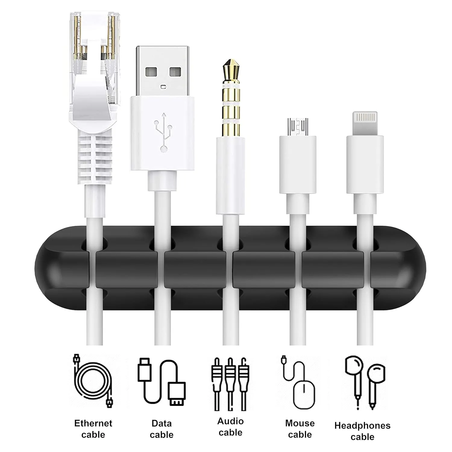 TOPK Cable Organizer Silicone USB Cable Winder Desktop Tidy Management Clips Cable Holder for Mouse Headphone Wire