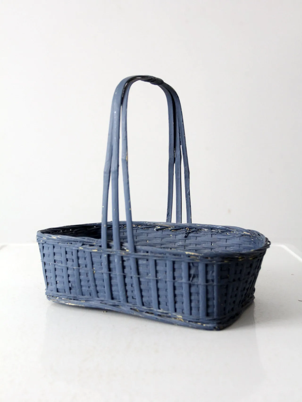 vintage blue wicker basket