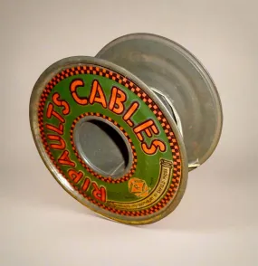 Vintage Metal Cable Reel / Spool / Bobbin With Double Sided Graphics For Ripaults Cables