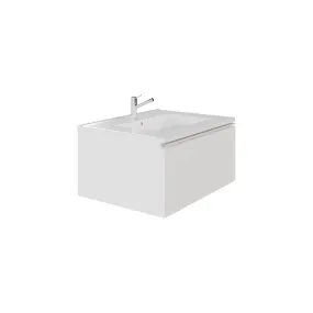 Wall-mount Vanity 24" x 18" 1 Drawer in High Gloss White