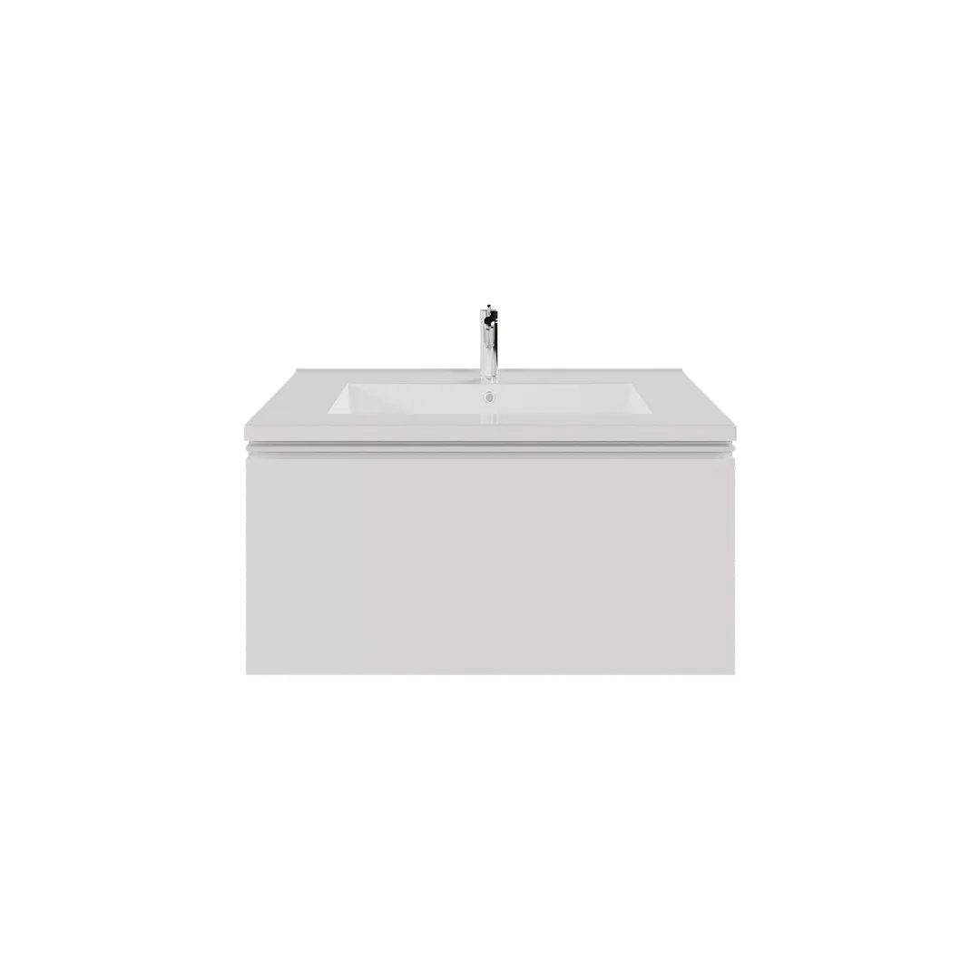 Wall-mount Vanity 24" x 18" 1 Drawer in High Gloss White