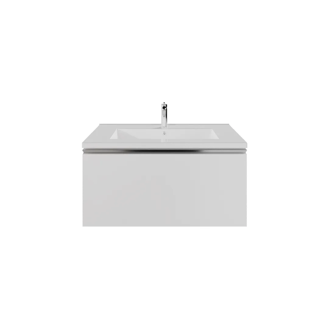 Wall-mount Vanity 24" x 18" 1 Drawer in High Gloss White