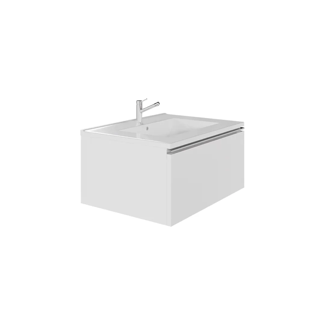 Wall-mount Vanity 24" x 18" 1 Drawer in High Gloss White