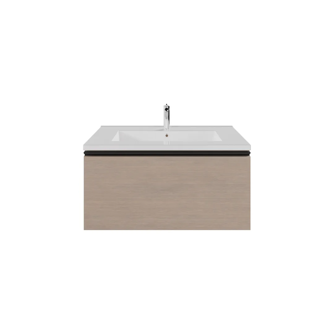 Wall-mount Vanity 24" x 18" 1 Drawer in Sandy Grey