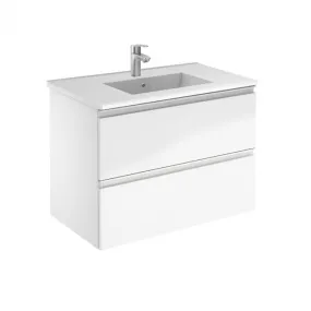 Wall-mount Vanity 32" x 18" 2 Drawers in High Gloss White