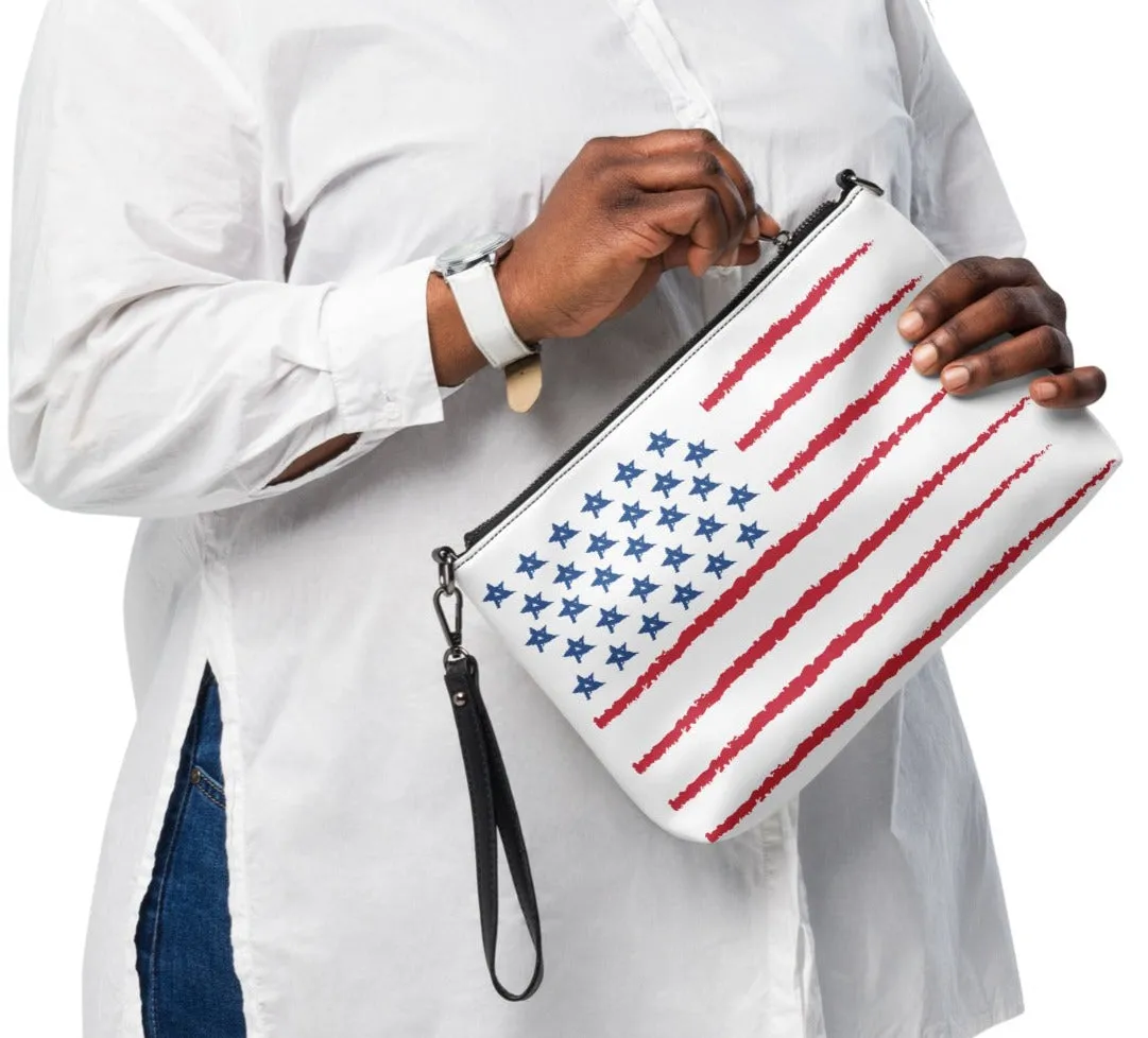 White Vegan Leather Flag Crossbody Bag