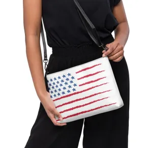 White Vegan Leather Flag Crossbody Bag