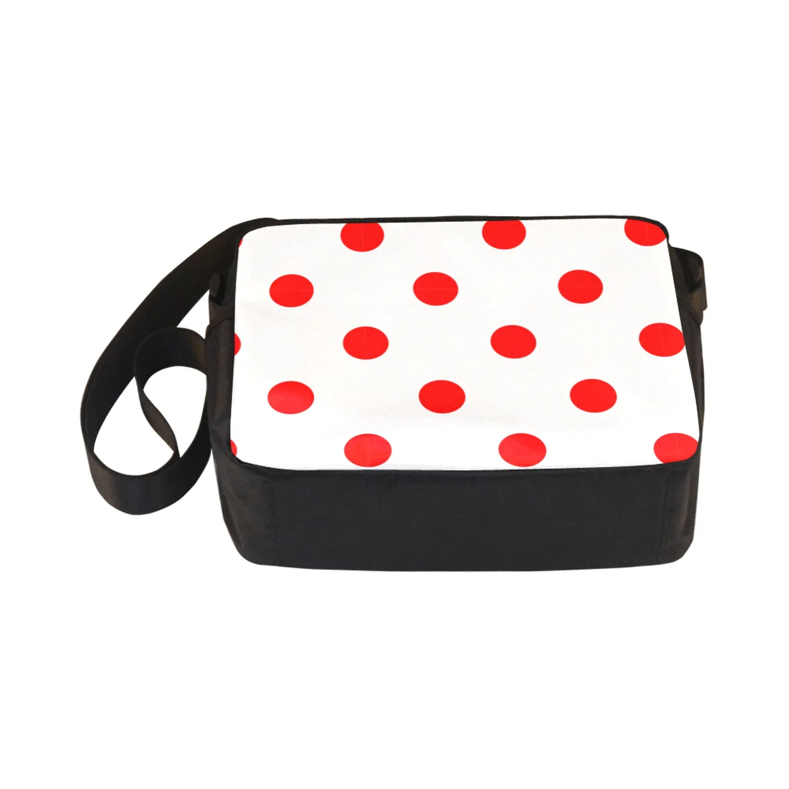 White With Red Polka Dots Classic Cross-body Nylon Bag