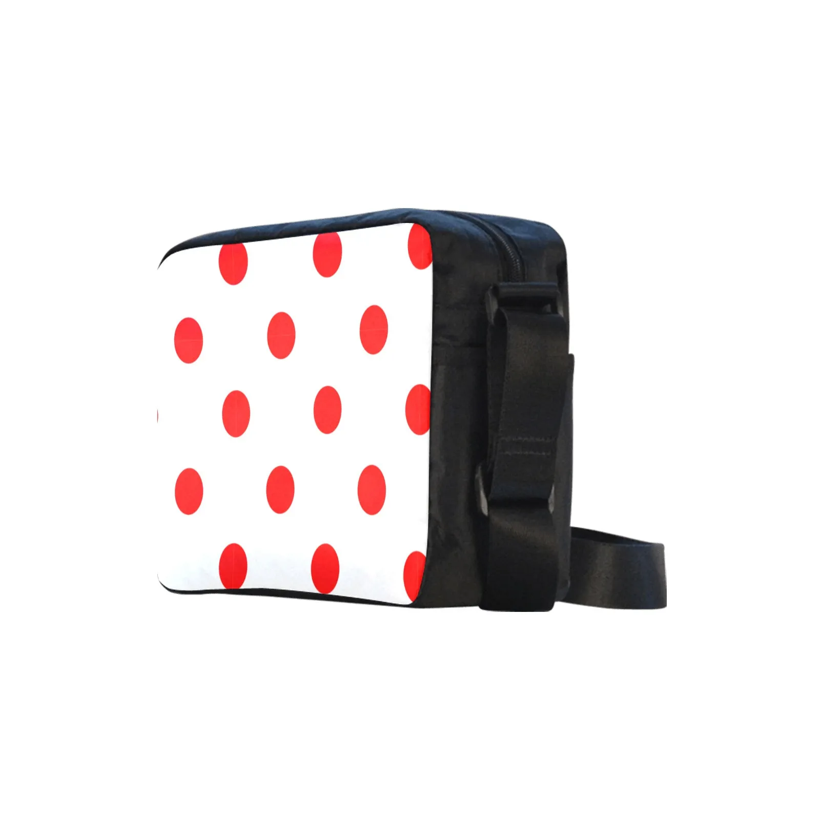White With Red Polka Dots Classic Cross-body Nylon Bag