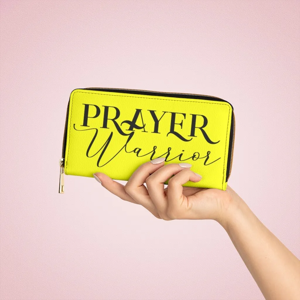 Wristlet Phone Wallet, Yellow and Black Prayer Warrior Graphic Purse