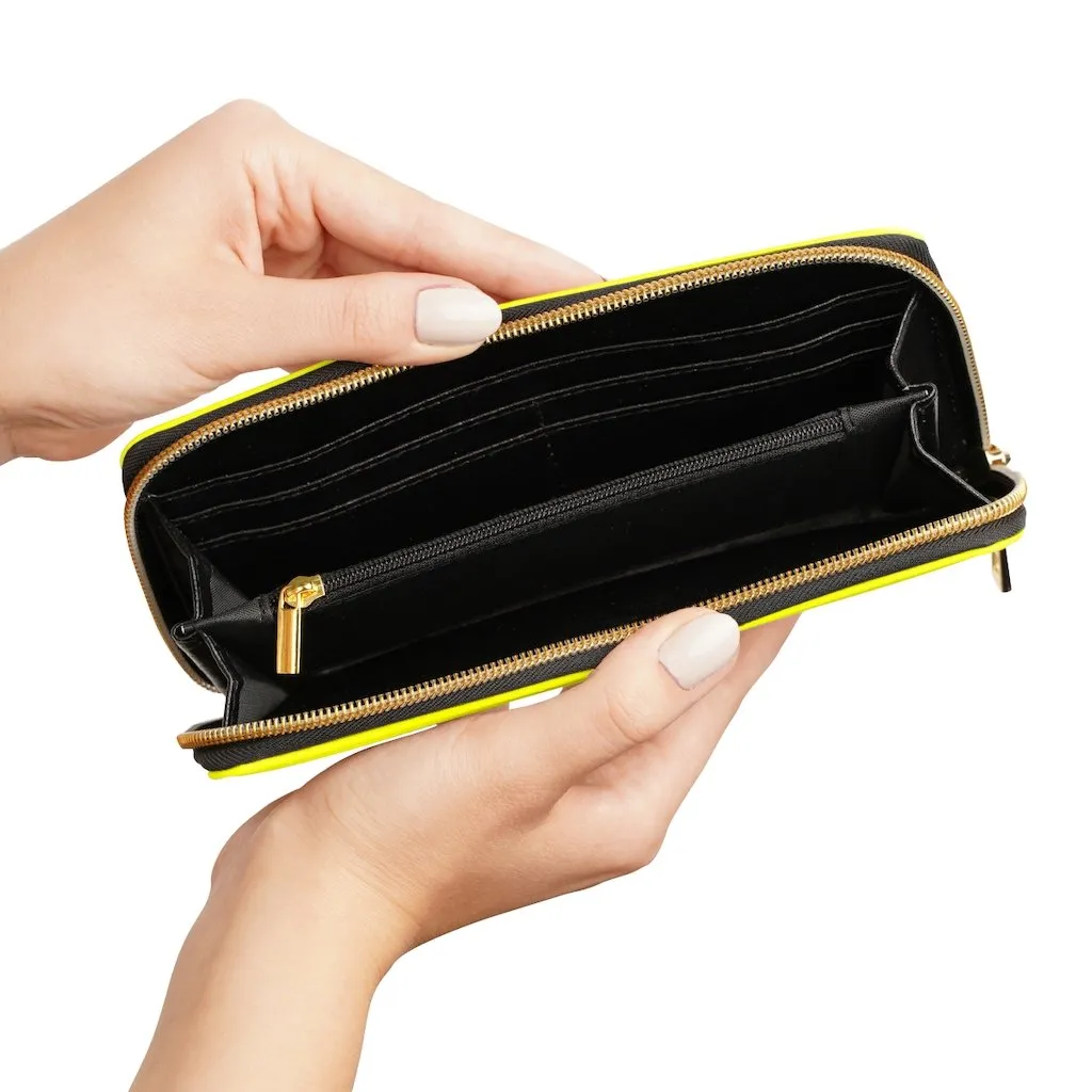 Wristlet Phone Wallet, Yellow and Black Prayer Warrior Graphic Purse
